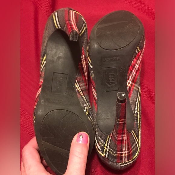 Plaid Fiona Pumps High Heels size 8.5 Plaid Purse Red Black White - Picture 11 of 13